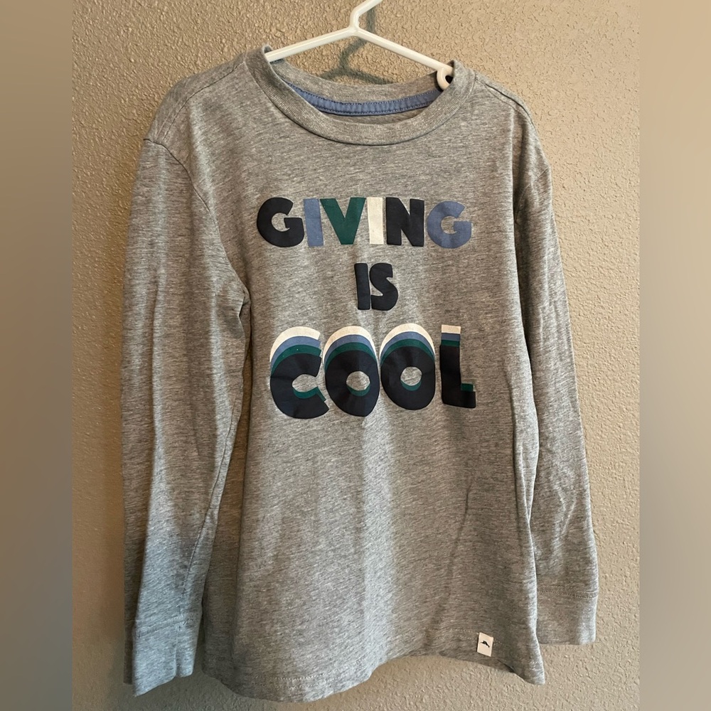 Tommy Bahama Gray Long Sleeve Kids Tee with 'Giving is Cool' Print